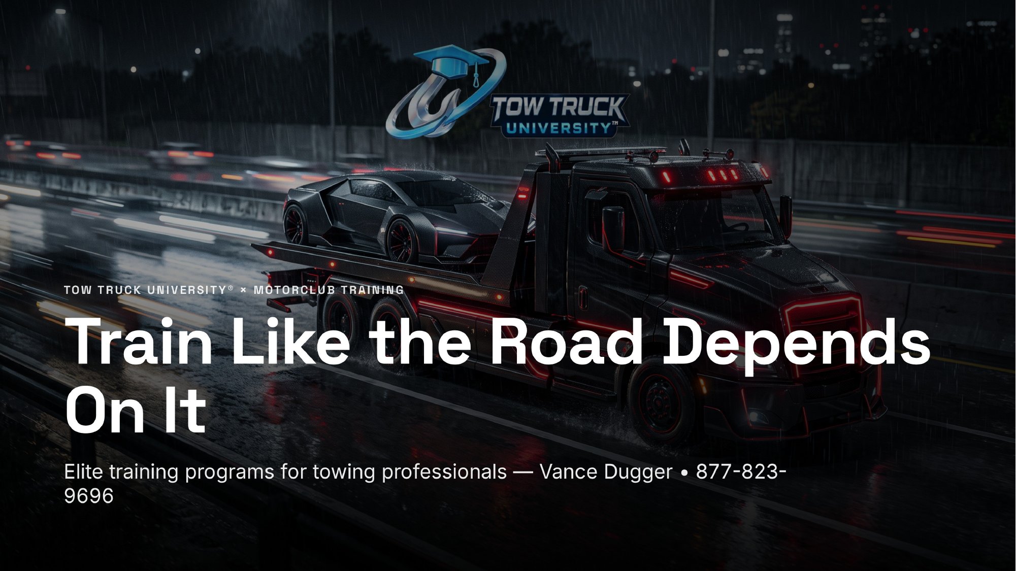 ttu-elite-hero Tow Truck University and MotorClub Training: Train Like the Road Depends On It. Elite training programs for towing professionals. Vance Dugger, 877-823-9696.